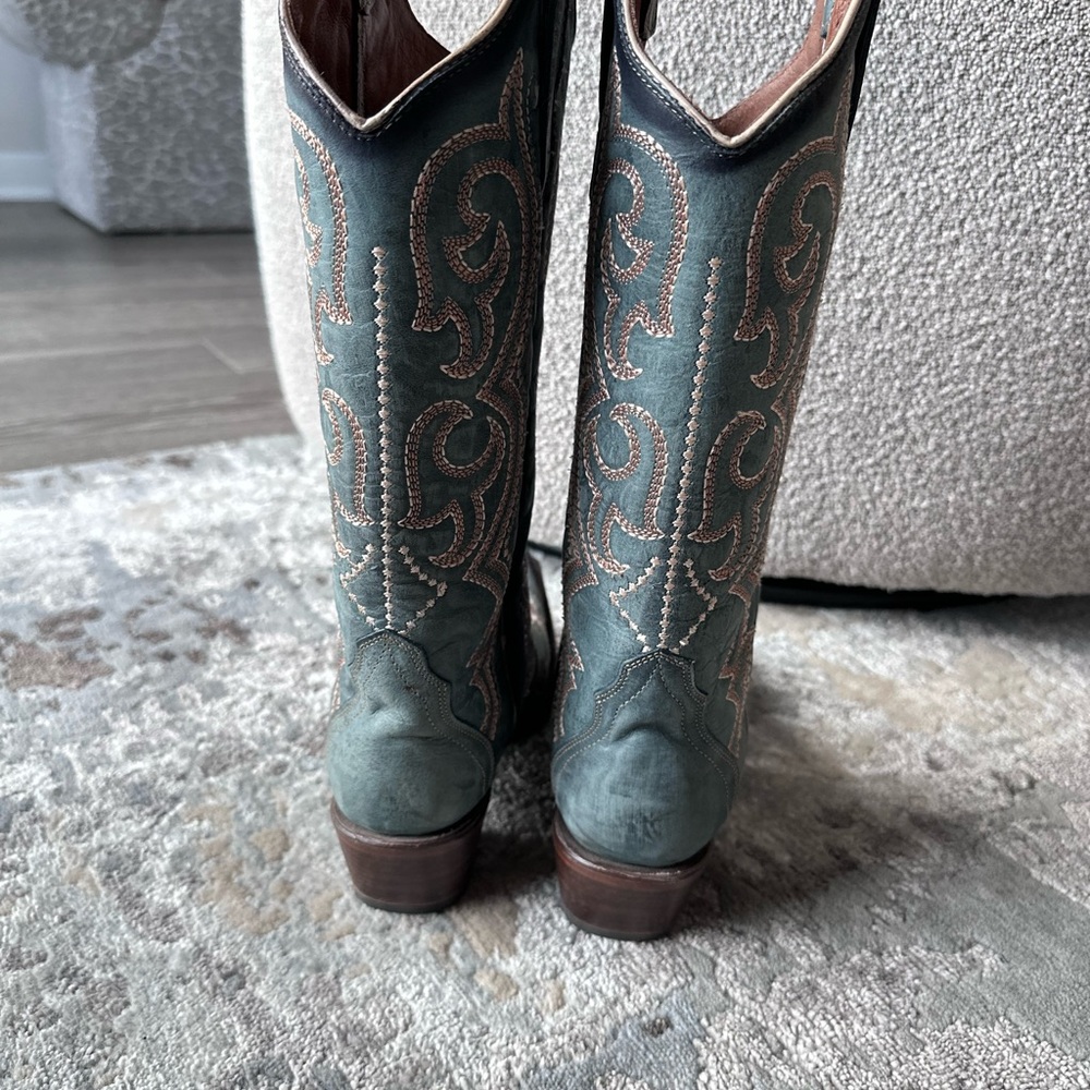 Corral Boots Women Blue Jean Embroidered Snip Toe Western Cowboy - Picture 4 of 7